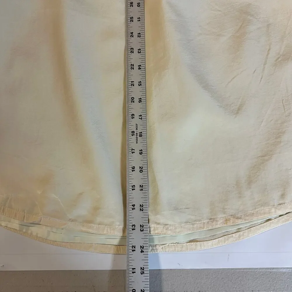 Vintage 100% Silk‎ Skirt Size 8 Cream Ivory Elastic Waist A-Line Midi Fiorenza
